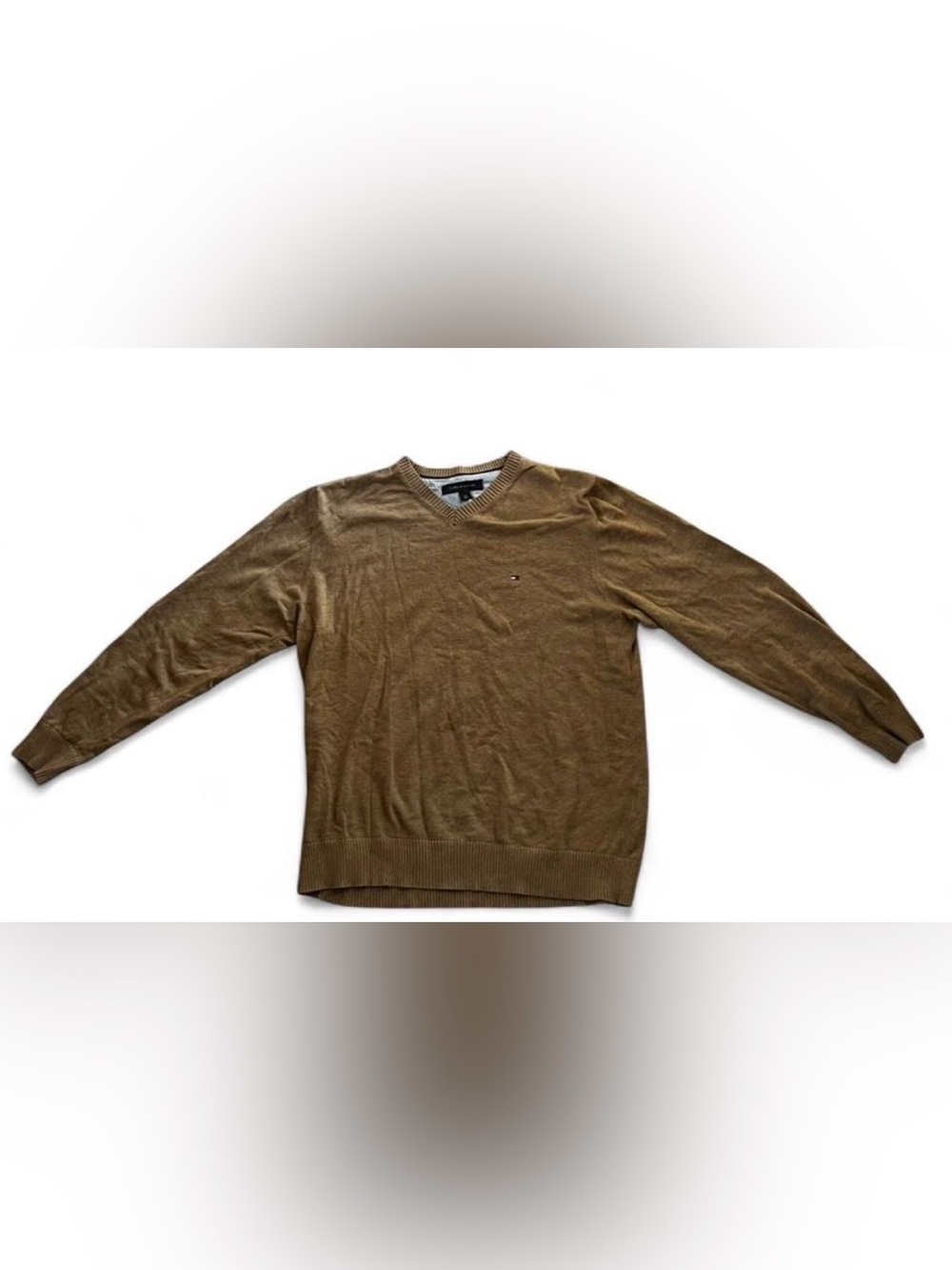 Tommy Hilfiger Men's Olive-Brown V-Neck Sweater